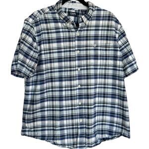 CHAPS Men's Easy Care Plaid Cotton Short Sleeve Button-Down Shirt Size XXL 2XL
